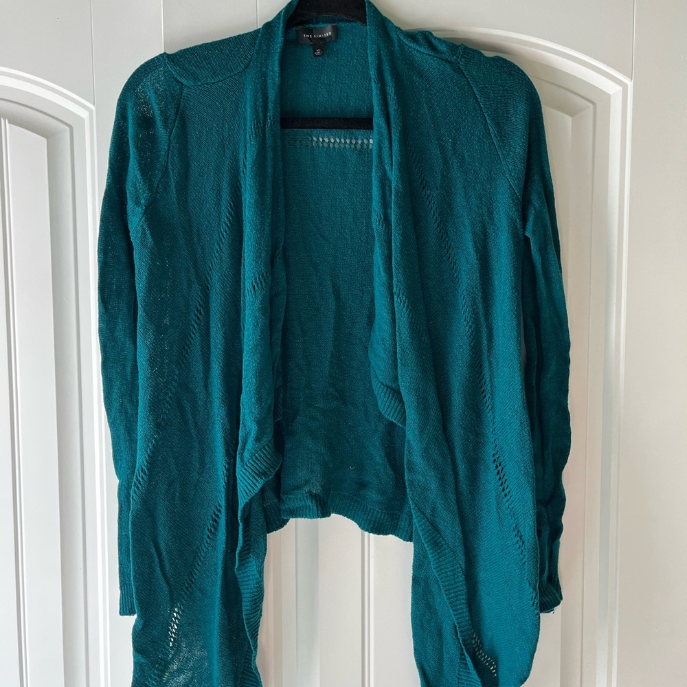 The Limited Teal Draped Cardigan